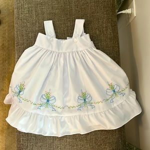 The Proper Peony White Dress with Blue Flowers Sz 12m